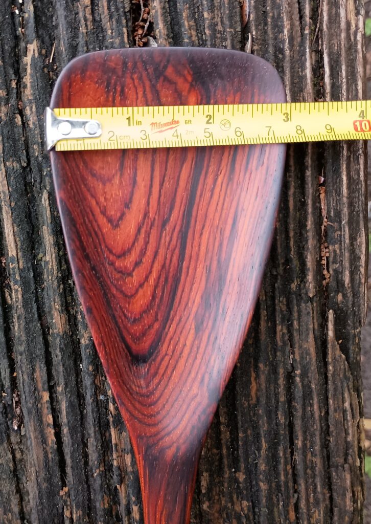 Extra long 16-1/2 inch hand-made cocobolo spoon  - 3-1/8 inch wide bowl portion focus