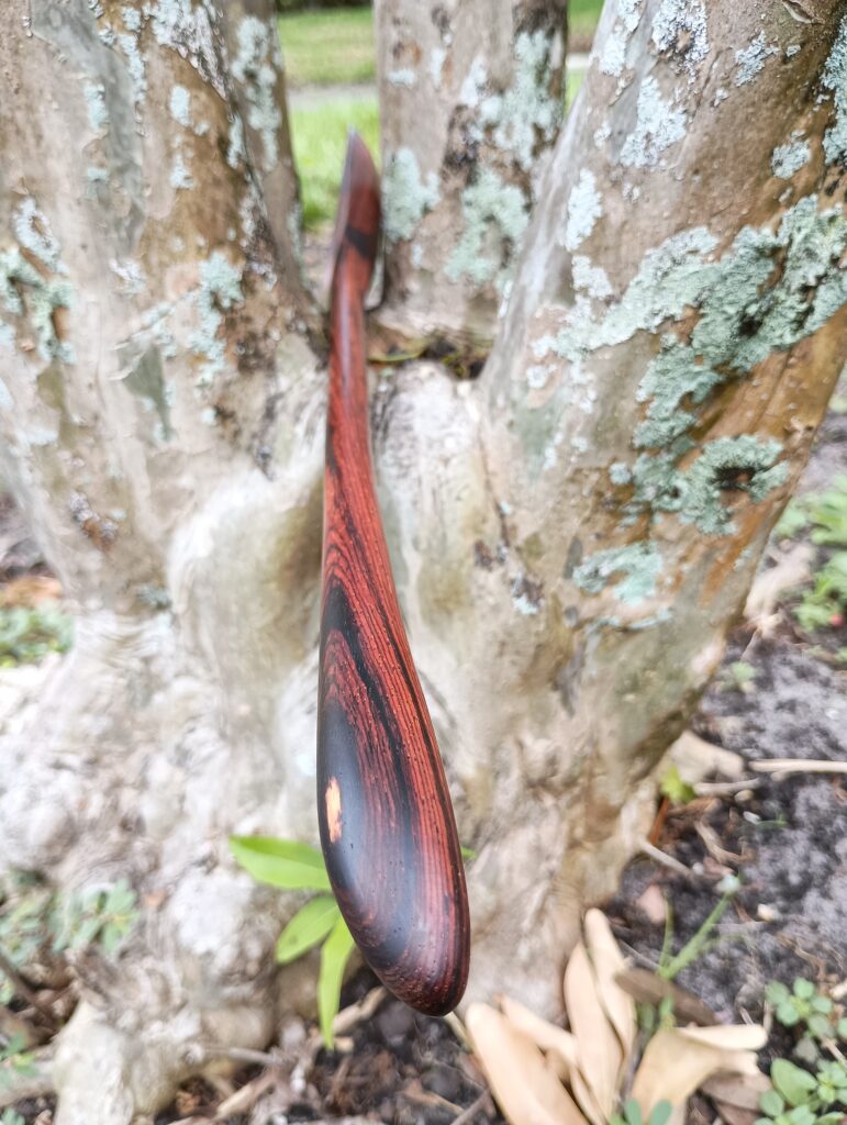 Extra long 16-1/2 inch hand-made cocobolo spoon & spatula with 3-1/8 inch wide bowl - handle portion shown