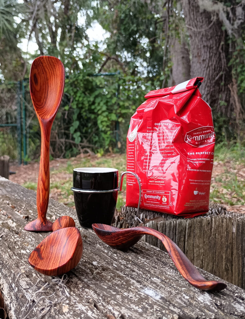3 cocobolo wood scoops/spoon - context photo - handmade on 05-10-2025