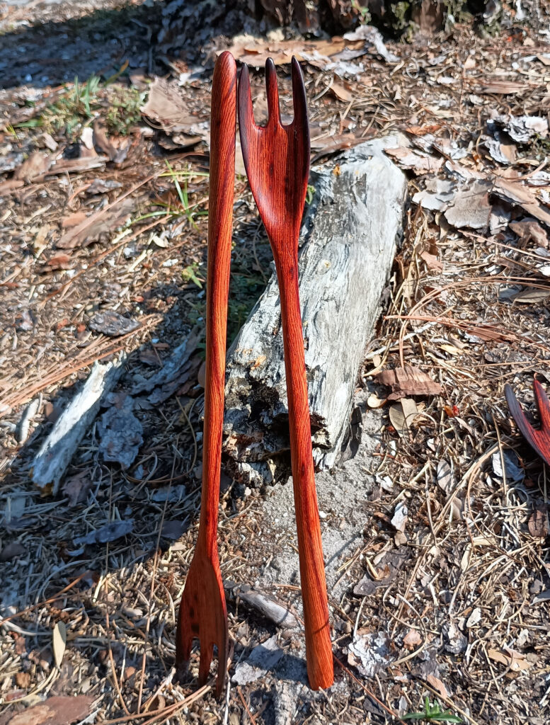 Two small 13" cocobolo forks - made on 05-08-2025
