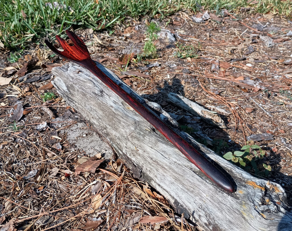 15 inch wooden fork made from cocobolo. handle view - 05-08-2025
