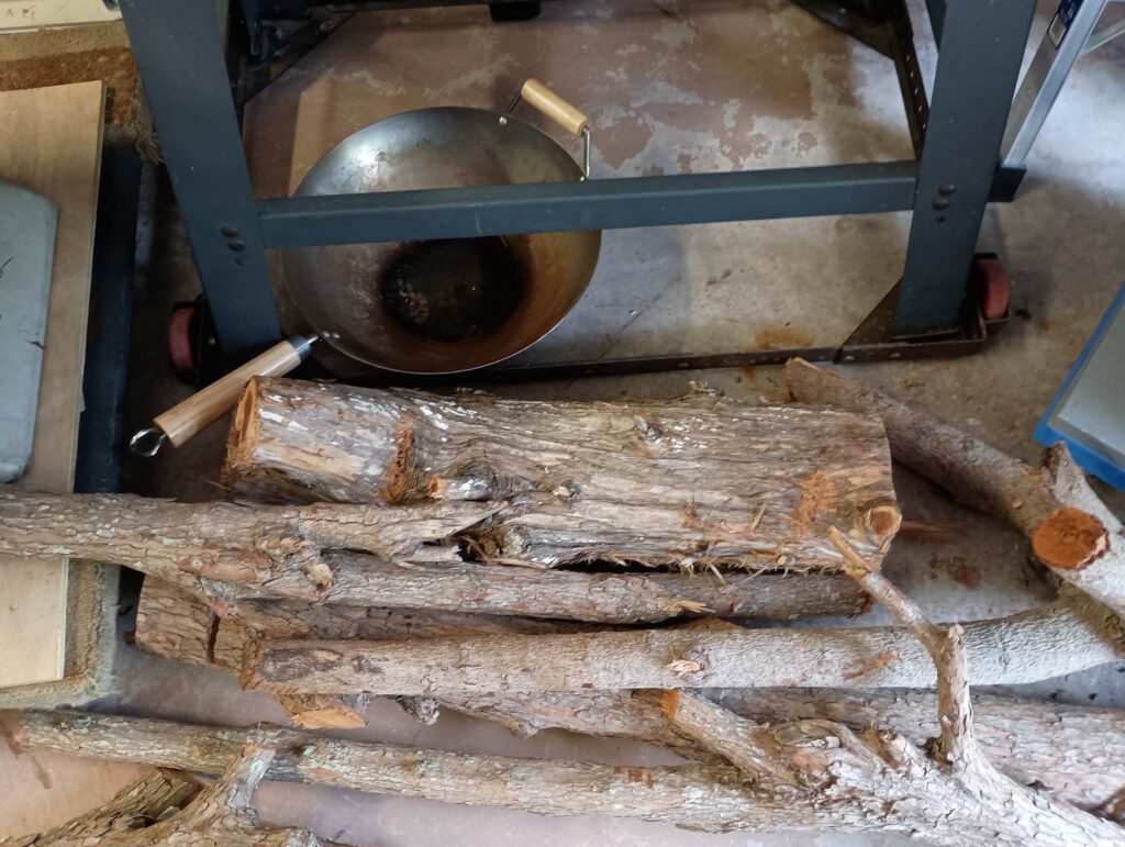 Solid cedar log, other half of table.