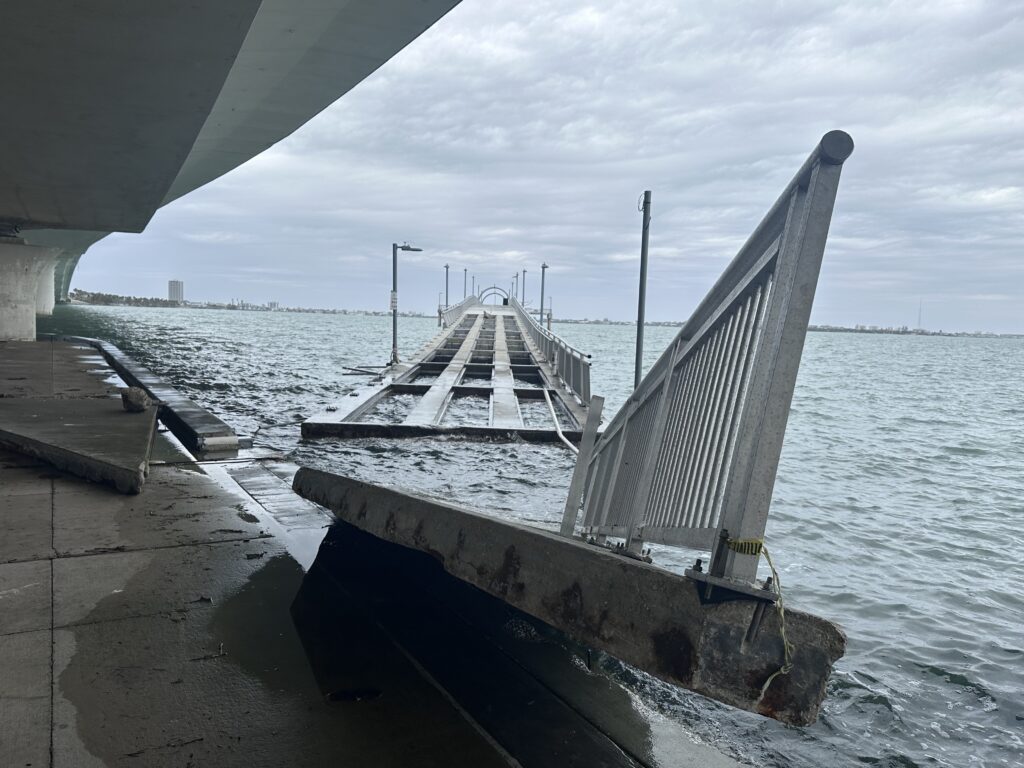 Sarasota Ringling Bridge Pier - damaged after hurricane